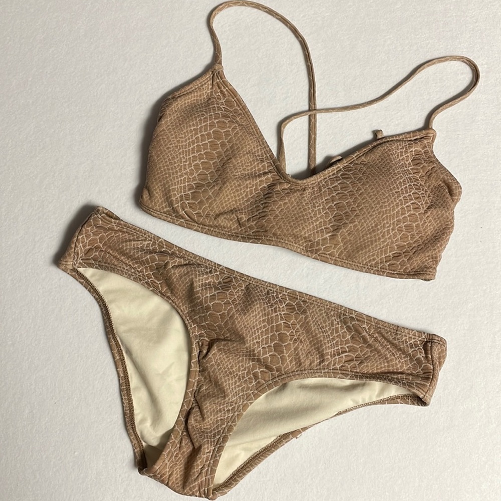 Hula Honey Beige/Tan Textured Bikini Set